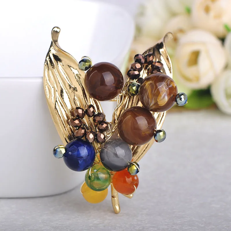 Женская брошка FUNMOR цветная в форме листьев и фруктов украшение пальто шарф с