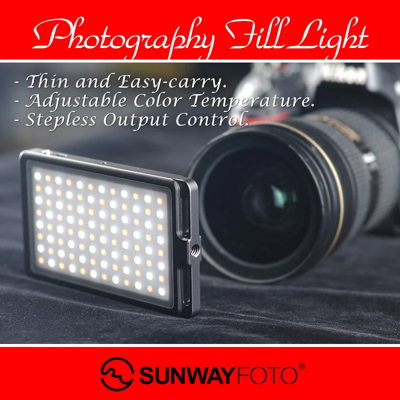 Светодиодная лампа SUNWAYFOTOT для фото и видеосъемки на цифровом зеркальном