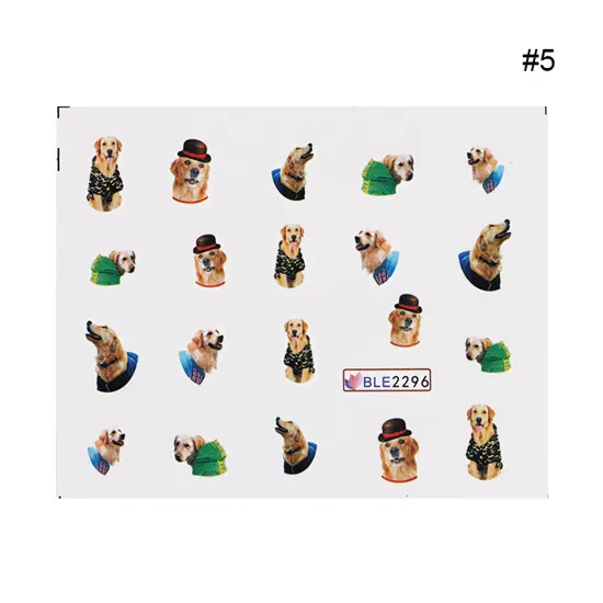 Pattern5 1 лист, животное, милый кот, собака, искусство ногтей, водная наклейка, кролик, маникюр, переводная вода, наклейка, обертывание, украшение для ногтей, аксессуар - Цвет: Pattern5