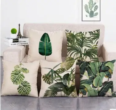 

Tropical rain forest plant cushion cover sofa decorative leaf pattern pillowcase lumbar pillow cover for back cushion home decor