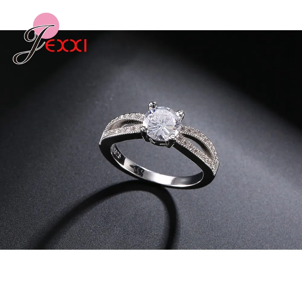 

Simple Luxury Engagement Rings For Women 925 Sterling Silver White Cubic Zircon Wedding Finger Ring Fashion Bague Bijoux