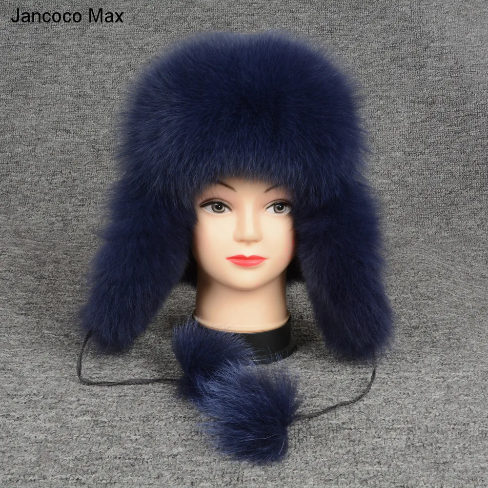 Jancoco Max, шапки-бомберы из натурального Лисьего меха, зимние толстые теплые шапки, Женские ушанки, Непродуваемые шапки S7147
