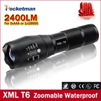 big promotion ultra bright xml t6 led flashlight 5 modes 2400 lumens zoomable led torch free shipping