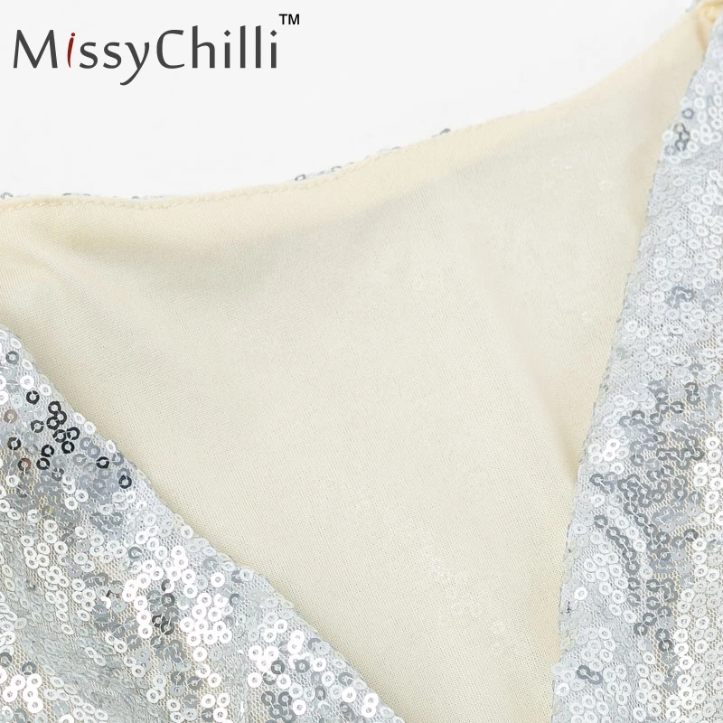 Женское платье с блестками MissyChilli черное облегающее средней длины треугольным