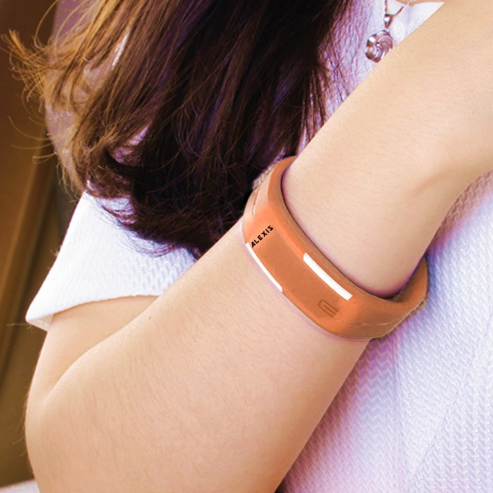 ALEXIS Смарт светодиодные часы Прямоугольные оранжевые силиконовый оранжевый цвет