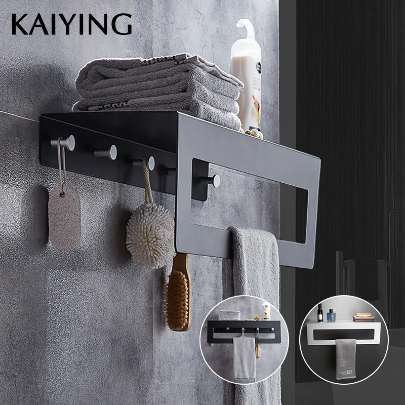 KAIYING Alumimum Bathroom Towel Rack Wall-mounted Double Holder Clothes Organizer Storage Shelf Accessories | Обустройство дома