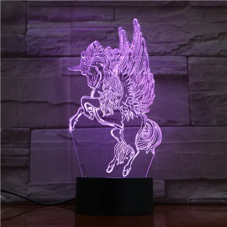 

Unicornio Led Night Lights Unicorn Party 3D LED Table Lamp Novelty Animal Lamp Luminaria Baby Kids Toys Gift GX1727