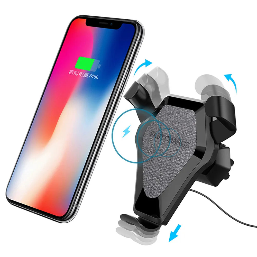 Автомобильное беспроводное зарядное устройство Qi с держателем быстрая
