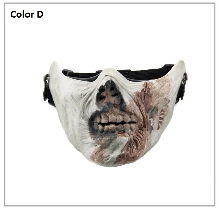 Color D 3D Unisex Half Face Cycling Mask Tactical Airsoft Protective Zombie Mask for Military Paintball Hunting CS Halloween Party Mask - Цвет: Color D