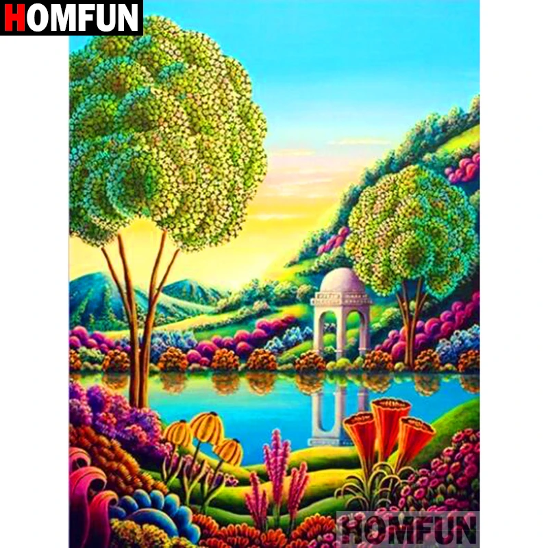 Алмазная живопись HOMFUN Ландшафтный пейзаж 5D полноразмерная/круглая вышивка