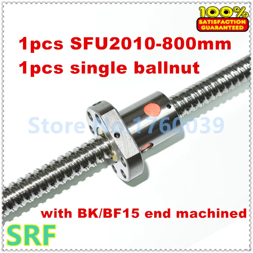 

High quality 20mm Diameter Rolled Ballscrew SFU2010 L=800mm+1pcs SFU2010 Ball screw ballnut with end machined for CNC parts