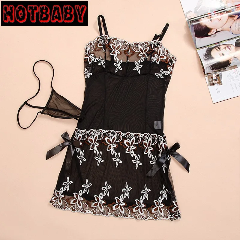 

Sexy Lingerie Plus Size XL XXL XXXL 5XL 6XL Women Embroidery Black Lace Lingerie Hot Underwear Sheer Nightie Sleepwear for Women