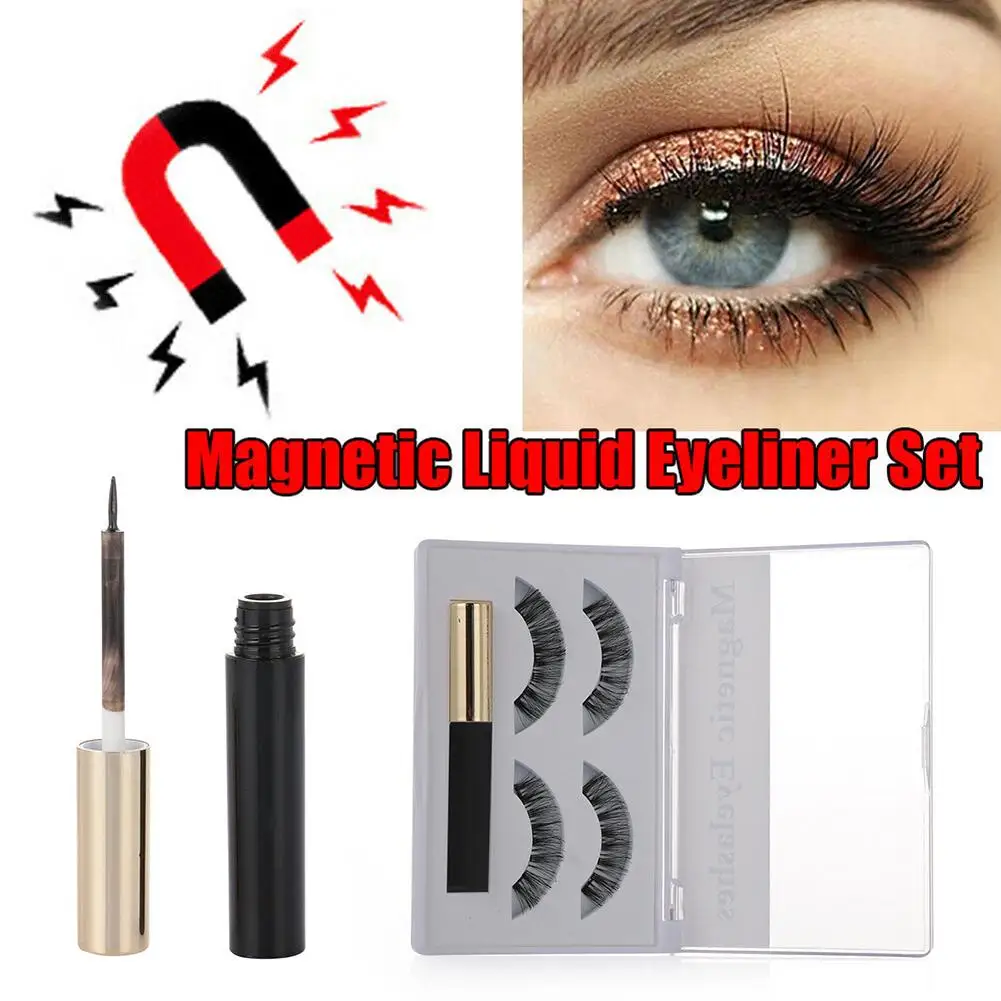 Магнитные Накладные ресницы с магнитной жидкой подводкой для глаз набор
