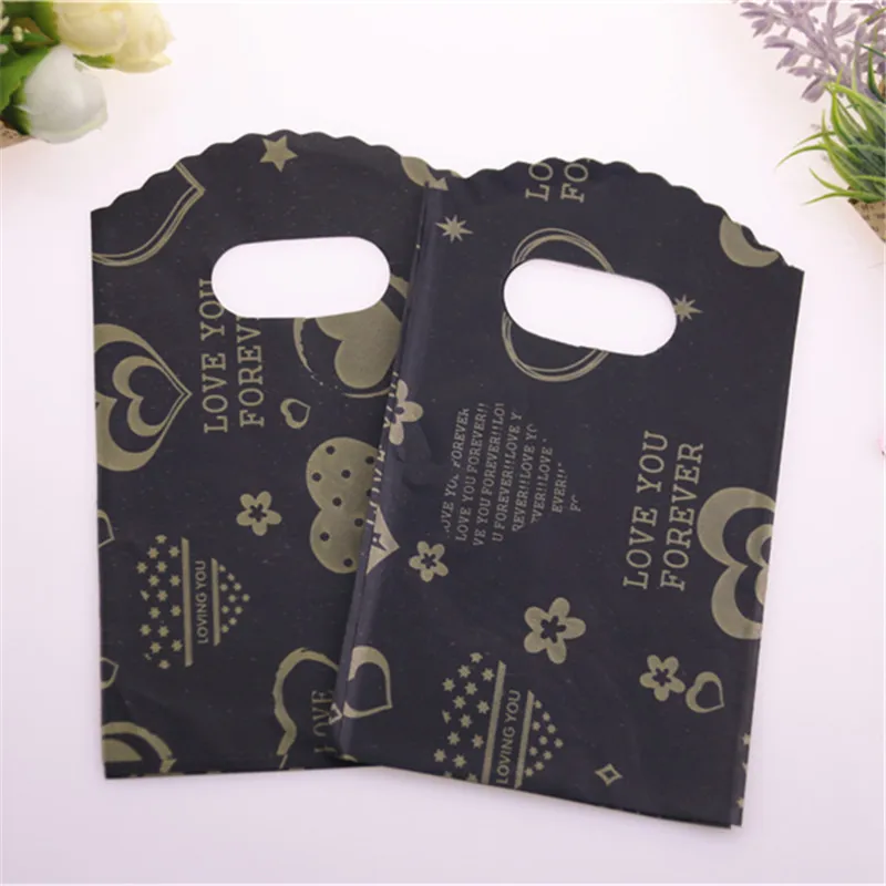 New Design High Quality Wholesale 50pcs/lot 9*15cm Luxury Plastic Vintage Small Wedding Gold Heart Gift Packaging Bags | Дом и сад