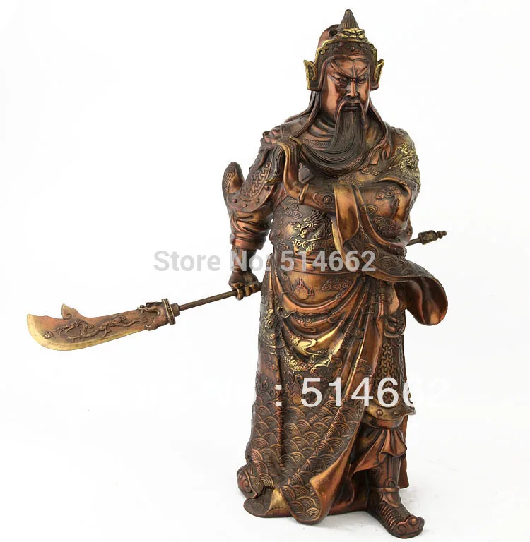 

13 дюймов латунные GUAN GONG статуэтки FengShui/LAGER GUAN GONG