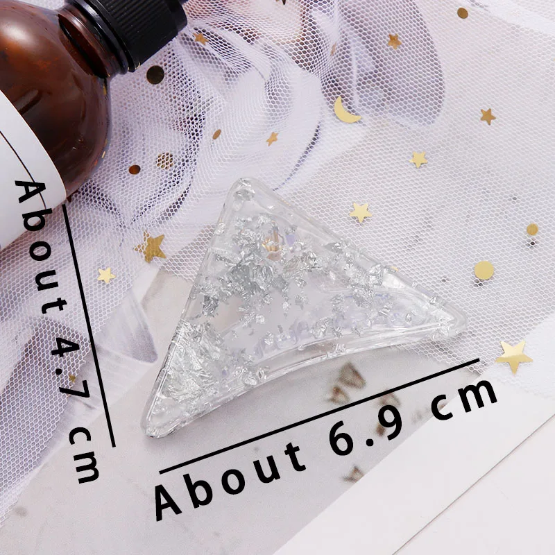 Silver Triangle 3 New Fantasy Acetate Gold Silver Foil Geometric Hair Clips Women Girls Sweet Hairpins Headband Hair Claws Hair Accessories - Цвет: Silver Triangle 3