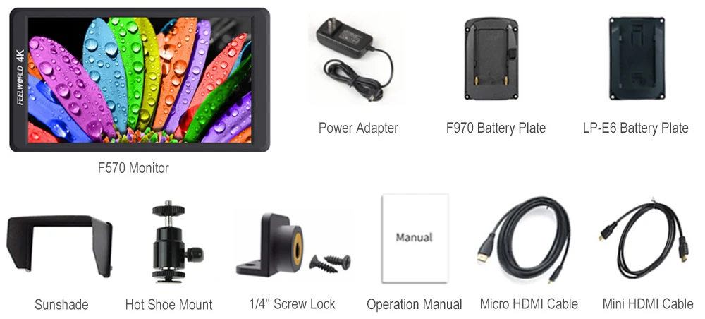 Feelworld F570 5,7 дюймов на камера DSLR поле мониторы 4 к HDMI ips Full HD 1080x1920 ЖК дисплей портативный для Gimbal стабилизатор