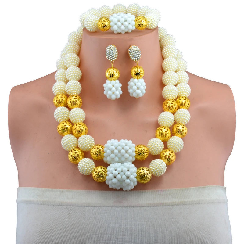 Белый Новый Модный нигерийский Свадебный комплект ювелирных изделий из