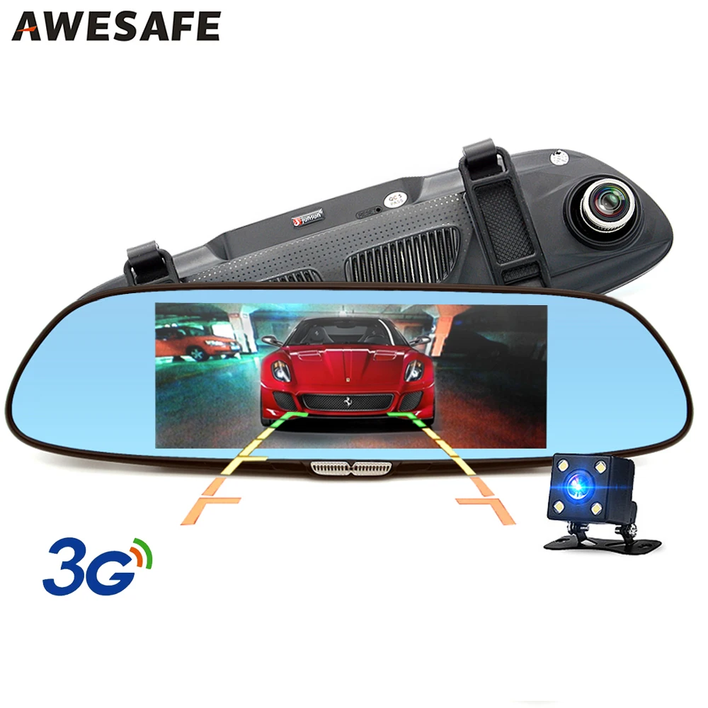 Awesafe 3 г 7 &quotАвтомобильный видеорегистратор GPS камеры зеркало Android Full HD 1080 P