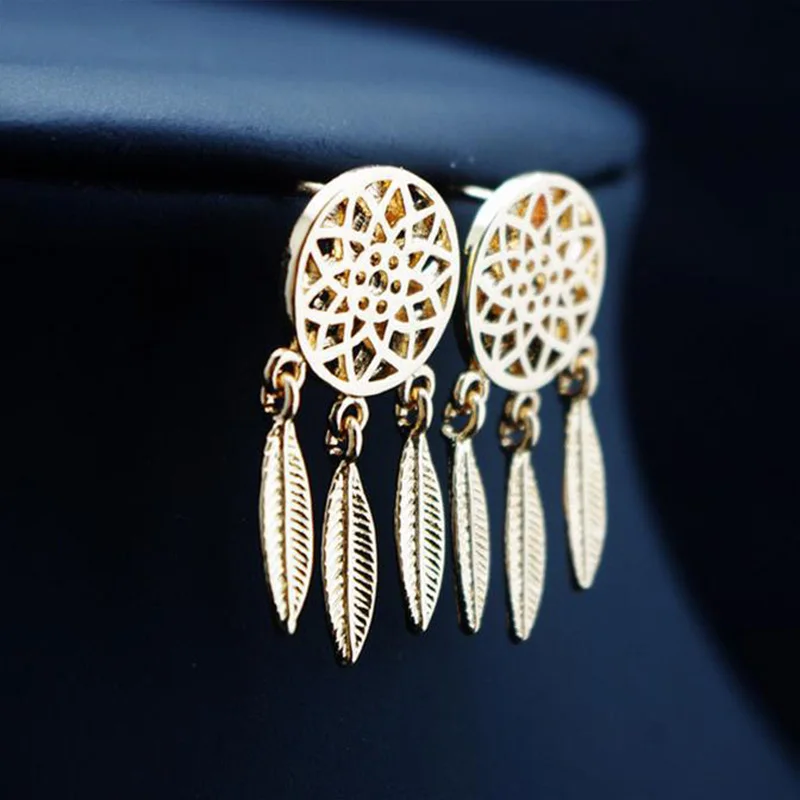 New Fashion Feather Earrings Folk Style Retro Stud for Women Wedding Gifts 2018 Jewelry Girl Dropshipping | Украшения и