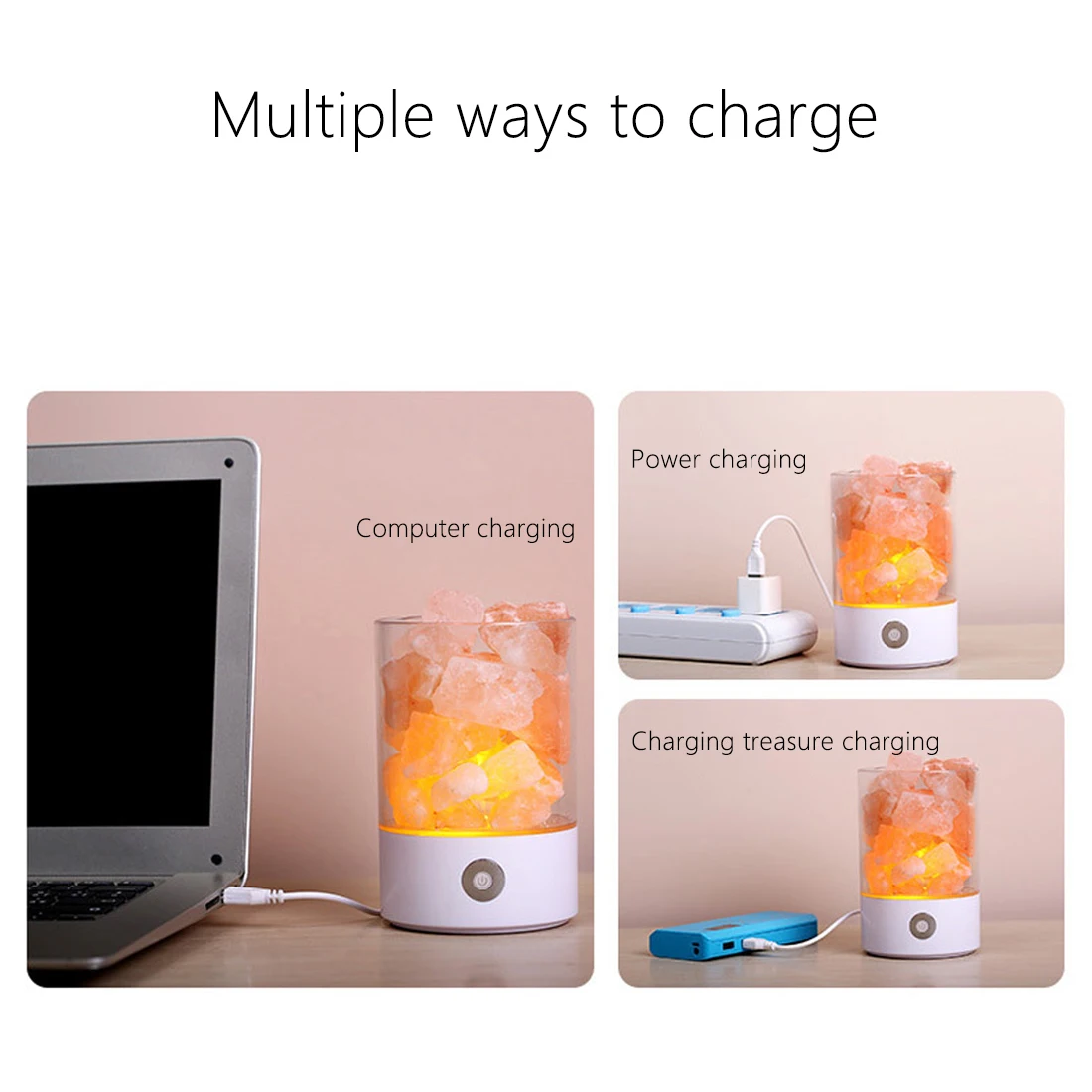 

Hot sale USB Crystal Light natural himalayan salt lamp led Lamp Air Purifier light bedroom lava lamp Creative crystal lamp