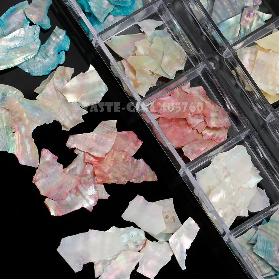 12 сеток/Лот Красочные 3D нерегулярные Abalone природные морские оболочки осколки текстуры Блестки для нейл Арта(искусство украшения ногтей) украшения ломтик DIY Советы CT30