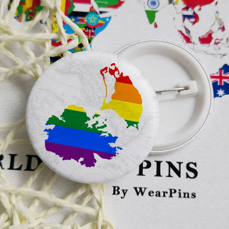 Antigua and Barbuda Flag Map Tin Button Pins LGBT Gay Rainbow Pride Badges | Украшения и аксессуары