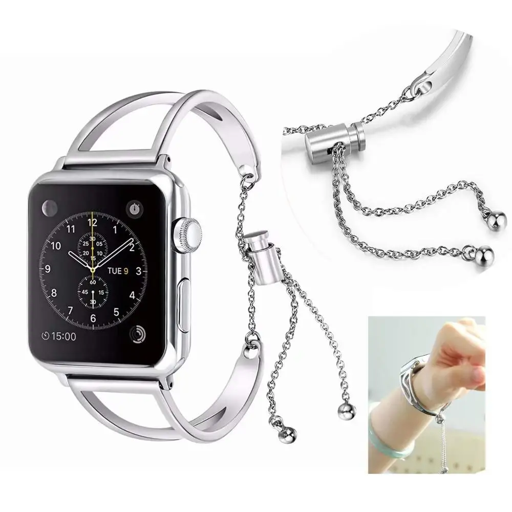 Yolovie женский ремешок для Apple Watch 38 мм 42 мм 40 мм 44 мм ремешок из нержавеющей стали модный металлический браслет для iWatch Series5 4 3 2 1