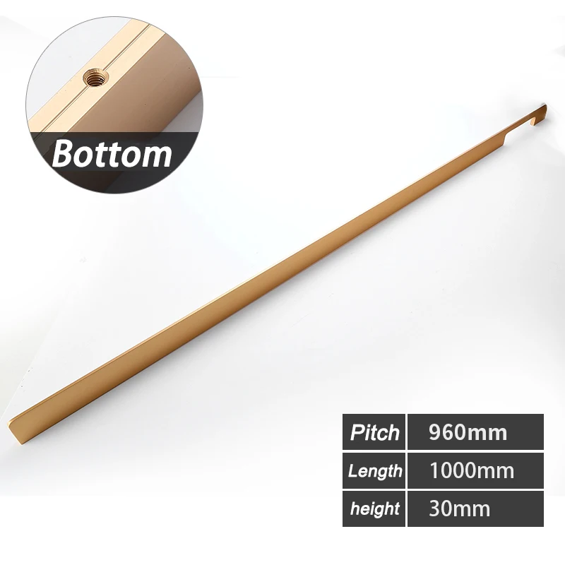 1000MM Gold(5 Piece) AOBT, 5 шт., с длинной черной ручкой, современный минималистичный 1000 мм, для шкафа, двери, для кухонного шкафа, ручка для ящика, для винного шкафа, фурнитура - Цвет: 1000MM Gold(5 Piece)