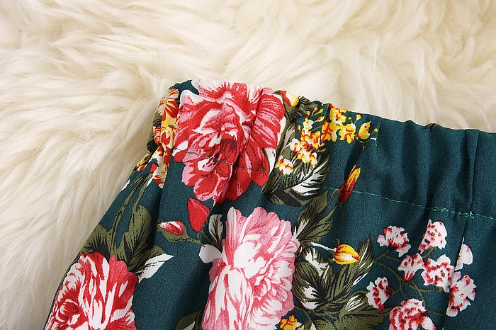 ALPHALMODA летний женский короткий топ с цветочным рисунком+ штаны, комплект из 2 предметов, повседневный топ на бретельках с принтом для праздников+ брюки с подкладкой, комплект из 2 предметов s