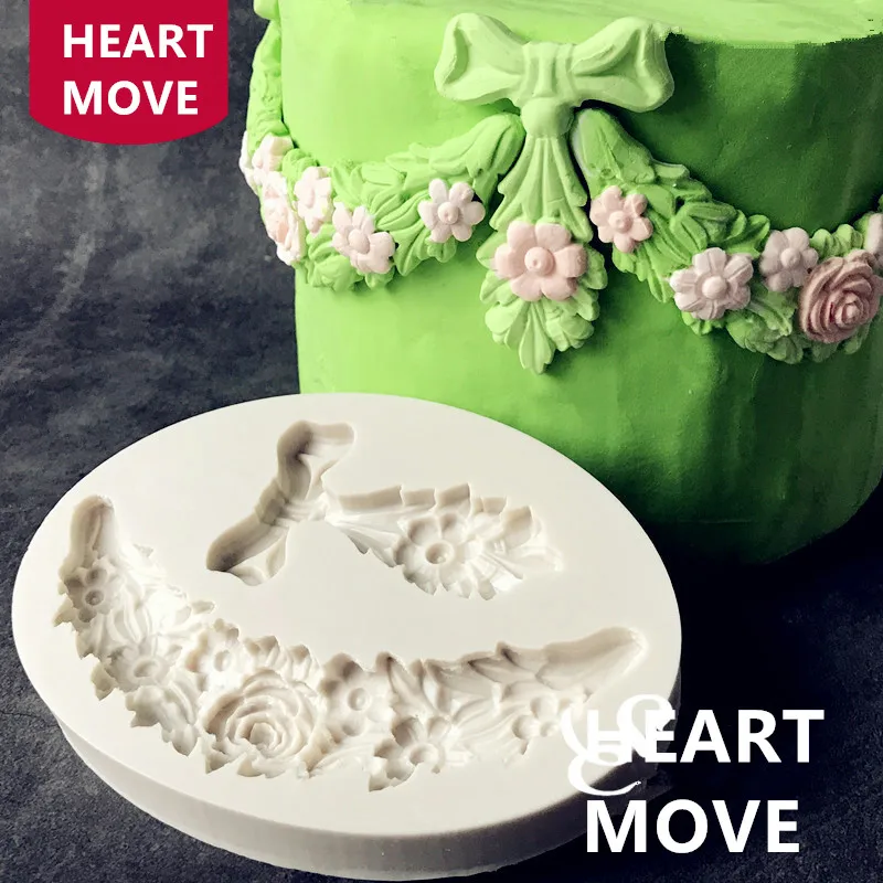 HEARTMOVE кружевной узор границы Декор силиконовая форма для выпечки в форме цветка