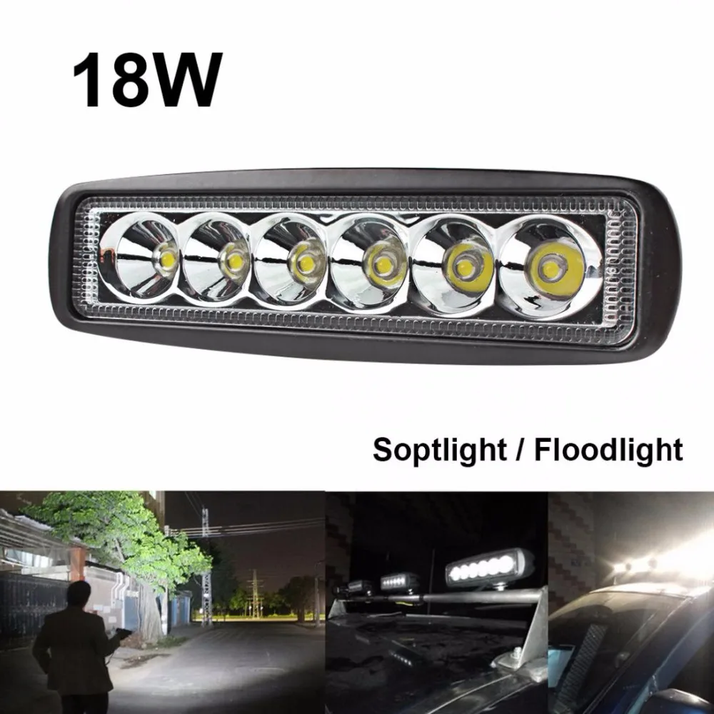 1550LM 6 Inch Offroad Light Bar 18W Universal LED Car Work 12V Waterproof Auto Driving Lamp 160 x 45 55mm | Автомобили и