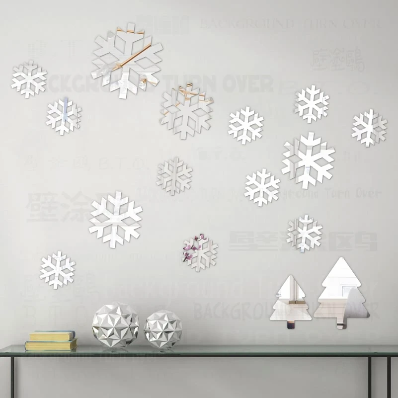 Mirror Wall Stickers Sticker Home Decor Room Snowflake Pine Tree Xmas Christmas 2019 Noel New Year 2020 Ornaments R216 | Дом и сад