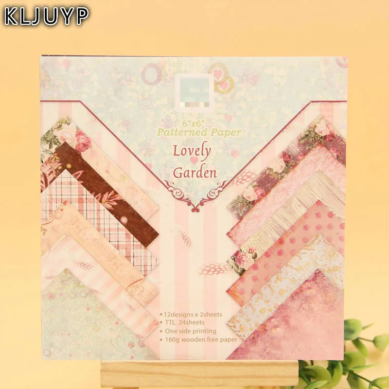 

KLJUYP 24 Sheets Lovely Garden Scrapbooking Pads Paper Origami Art Background Paper Card Making DIY Scrapbook Paper Craft