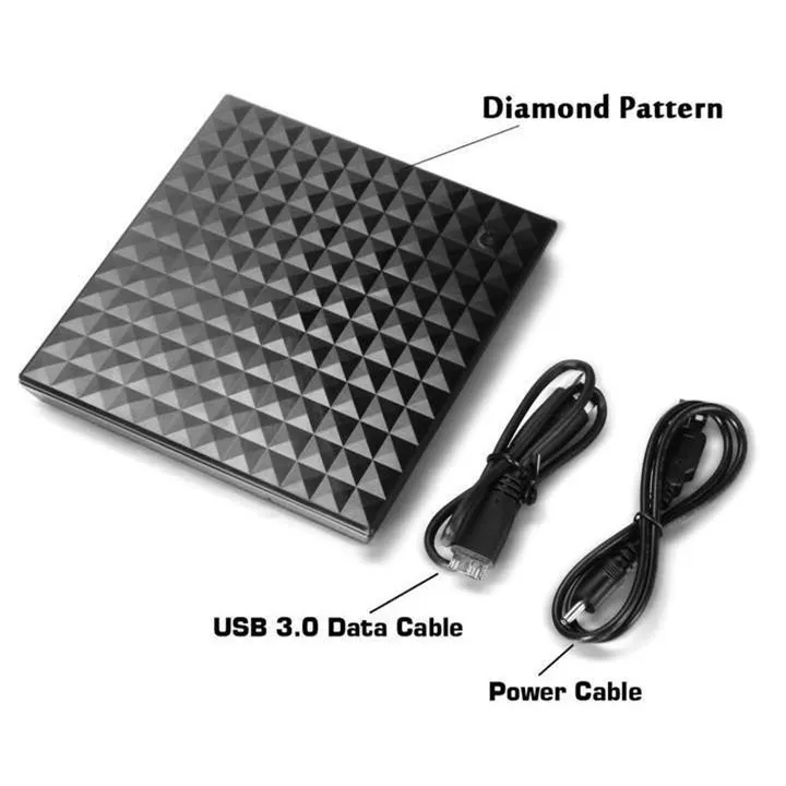 USB3.0 DVD-ROM burner embossed 3D diamond pattern external DVD player optical drive portable dvd for windows laptop | Компьютеры и