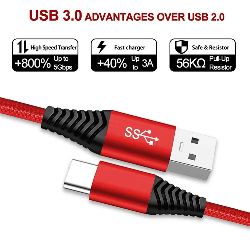 Кабель USB Type-C длиной 1 8 м быстрое зарядное устройство для синхронизации данных