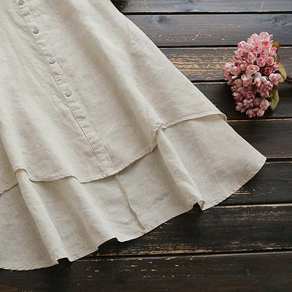 Блузка женская Повседневная льняная свободная рубашка с длинным рукавом на