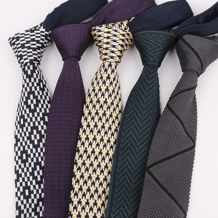 Разнообразный мужской галстук Вязаный Галстук с плоской головкой 5 см узкая