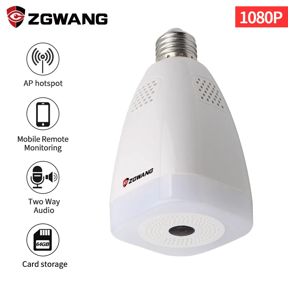 ZGWANG 360 Degree 1080P Wireless 3D IP Camera Panoramic Wifi Lamp Mini CCTV Surveillance Home Security Bulb Light | Безопасность и