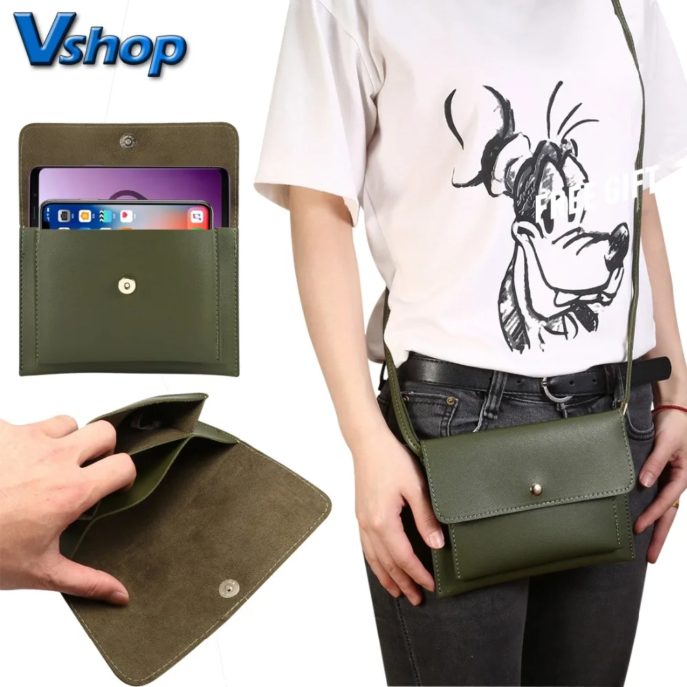 Universal 6.3 inch Fashion Mini PU Leather Single Shoulder Dual Layers Mobile Phone Bag for iPhone Xs Max/XR/7 PLus/8/6S/Nubia x |