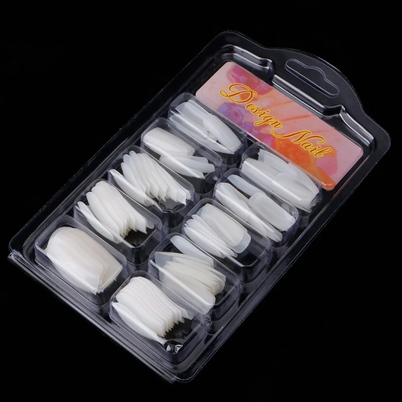 100 шт натуральные/прозрачные накладные ногти из акрила для французского маникюра