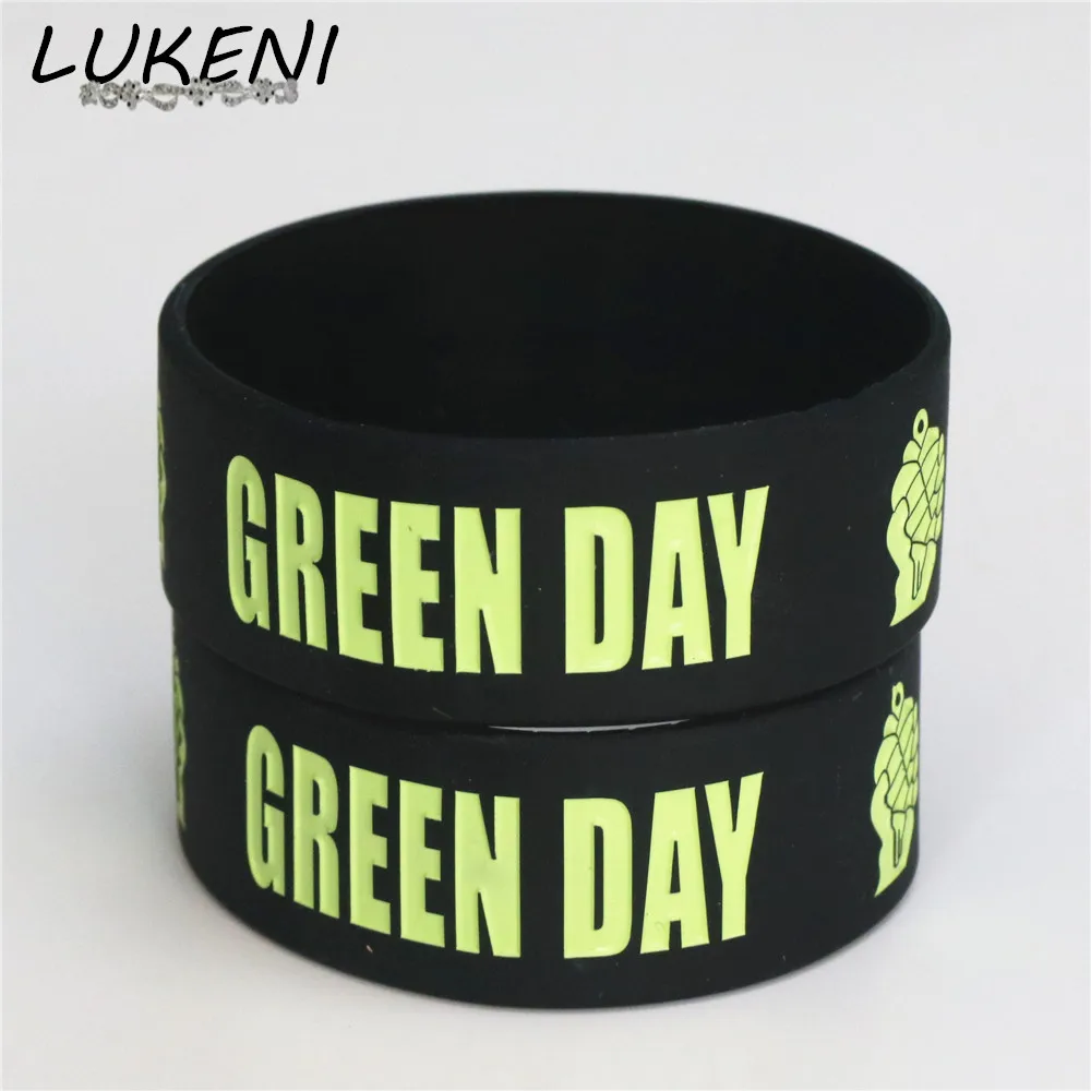 

LUKENI Hot Sale 25PCS Black GREEN DAY Silicone Wristband Bracelets & Bangles for Rock Music Fans Concert Gift Wholesale SH070