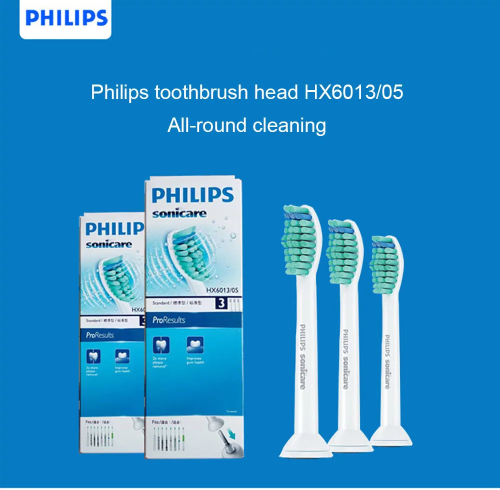 Головка для электрической зубной щетки Philips HX6013/05, 3 шт. в упаковке, стандартная головка для зубной щетки, Адаптированная к HX6730/HX6721/HX6761
