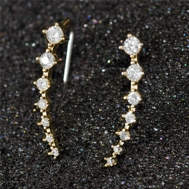 New Fashion Charm Women's Stud Earrings Jewelry Classic Long Rhinestone Geometric Curve Crystal with Stone Brincos | Украшения и