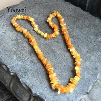 yoowei irregular amber necklace for women natural baltic amber beads factory unique styles original amber jewelry 46cm 15 gram