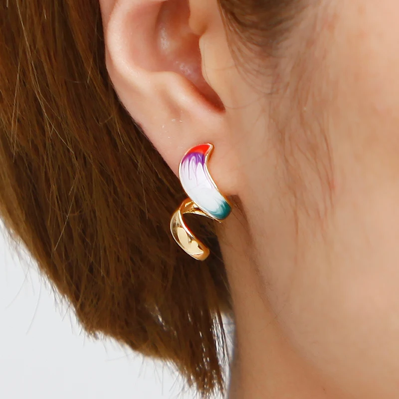 Женские эмалевые серьги Neoglory этнические разноцветные геометрические