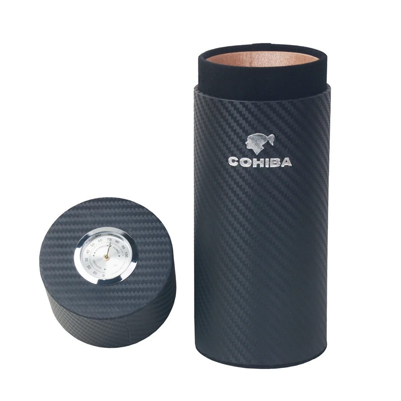 Хьюмидор для сигар Cohiba трубка изготовленная из черной 2D ткани углеродного