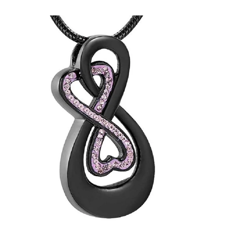 Фото IJD08 Infinity Love Урна Подвеска из нержавеющей стали Змеиная цепочка Украшения для кремации для праха для женщин Бесплатные инструменты для наполнения в комплекте №1
