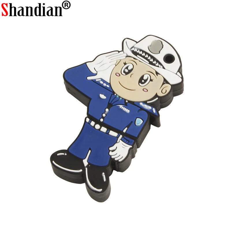 SHANDIAN Новое поступление полицейский человек usb флэш-накопитель traffice police pendrive 4 ГБ 8 ГБ 16 ГБ 32 ГБ 64 ГБ подарочная карта памяти
