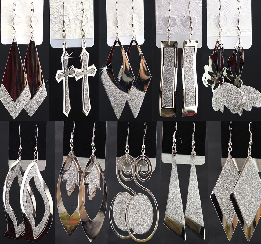 Mix Style Fashion Jewelry Silver Frosted Long Dangle Drop Earrings for Women Wedding Engagement Party Show Gift A800mix | Украшения и